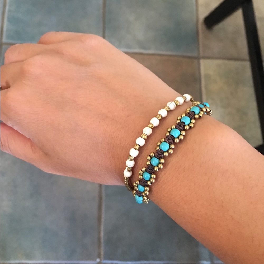 Boho hand woven beaded brass bracelets